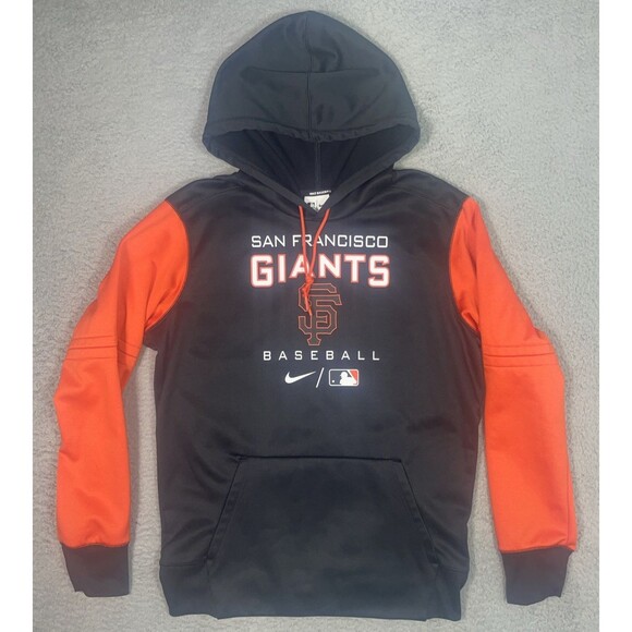 Nike Authentic Hoodie San Francisco Giants Boys Medium Black Orange Therma Fit - Picture 1 of 9